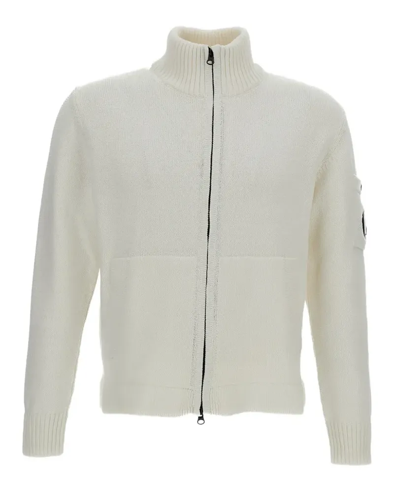 C.P. Company logo-detail zip-up cardigan - Weiß Weiß