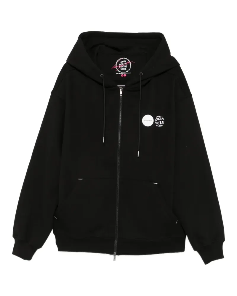 Anti Social Social Club logo-print zip-up hoodie - Schwarz Schwarz