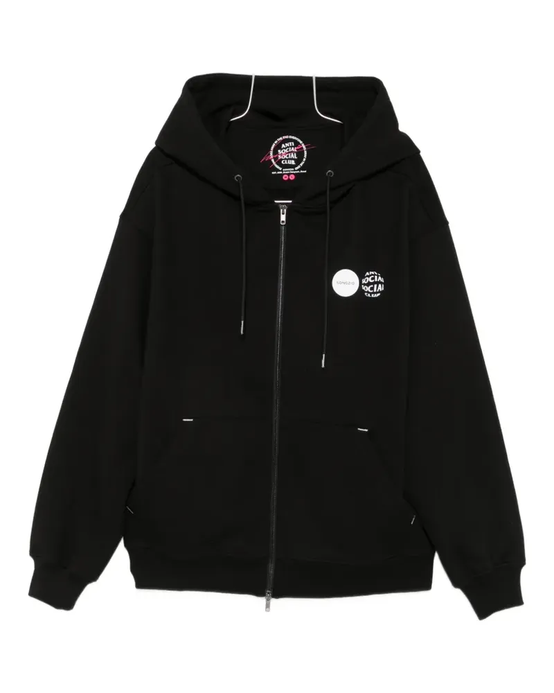 Anti Social Social Club logo-print zip-up hoodie - Schwarz Schwarz