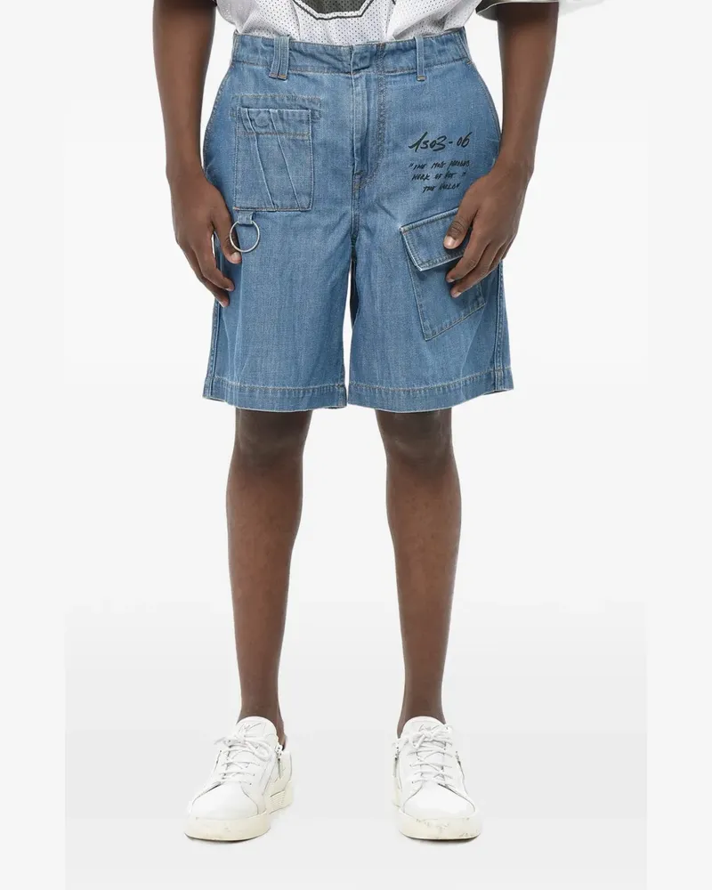 OFF-WHITE graphic-print cargo shorts - Blau Blau