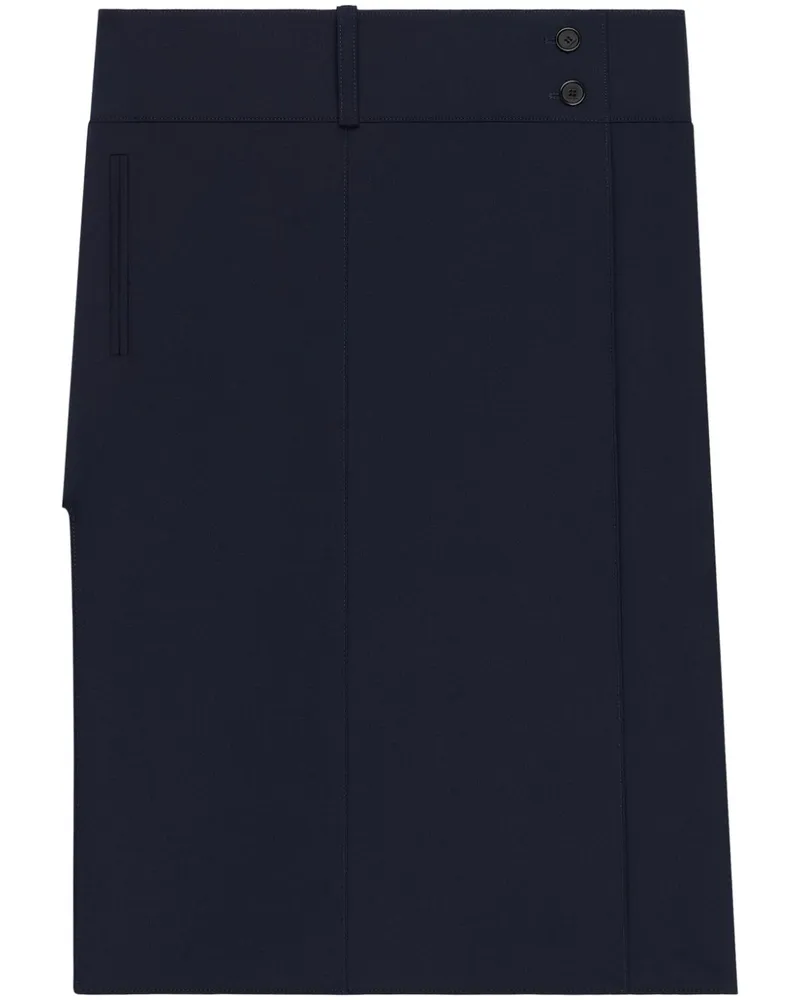Courrèges Rock mit Gürtel und Schlitz - Blau Blau