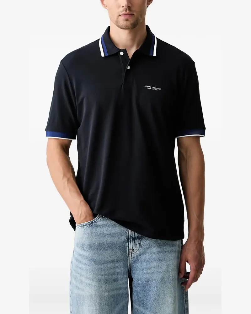 Armani Exchange Poloshirt mit Logo-Print - Blau Blau