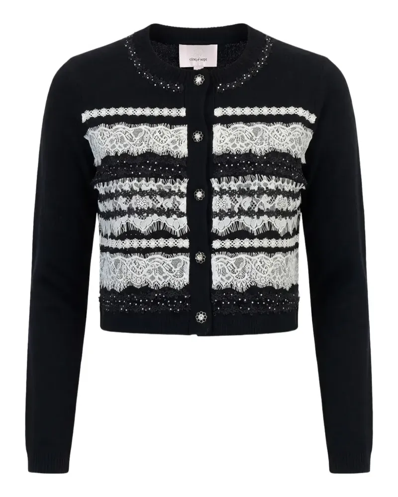 Cinq à Sept Isolde Cardigan mit Spitzeneinsatz - Schwarz Schwarz