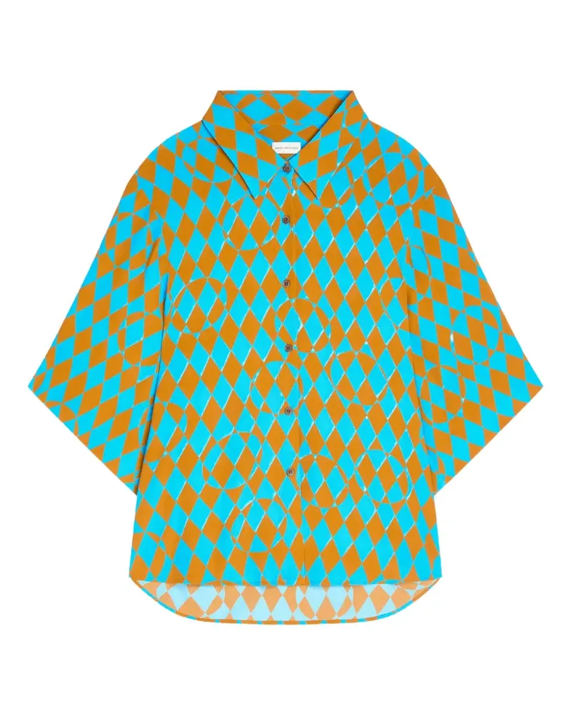 Dries van Noten Hemd mit Rautenmuster - Blau Blau