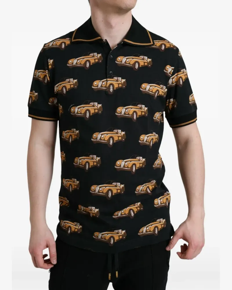 Dolce & Gabbana Poloshirt mit Auto-Print - Schwarz Schwarz
