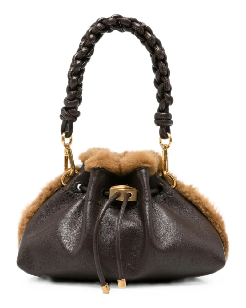Jimmy Choo Cinch Umhängetasche mit Shearling-Besatz - Braun Braun
