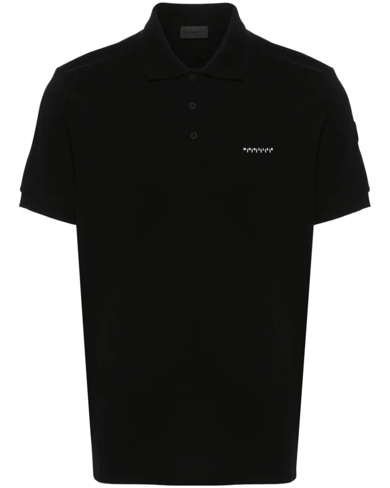 Moncler Poloshirt mit gummiertem Logo - Schwarz Schwarz