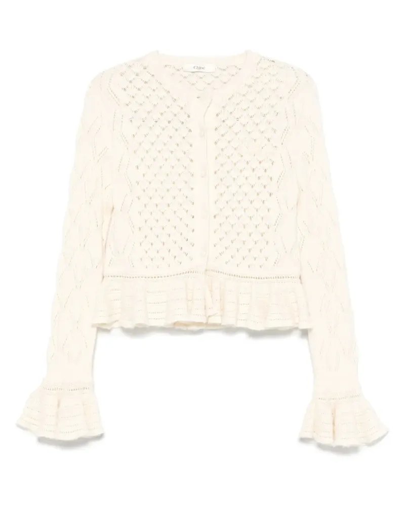 Chloé Gerüschter Cardigan in Lochstrick - Nude Nude