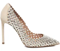Spitze High-Heel-Pumps mit Nieten - Silber
