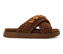 jewel-embellished flat sandals - Braun