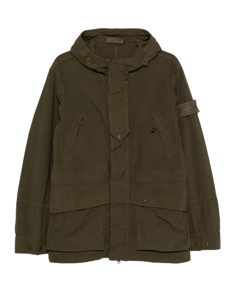 Stone Island Kapuzenjacke mit Logo-Patch - Grün Grün