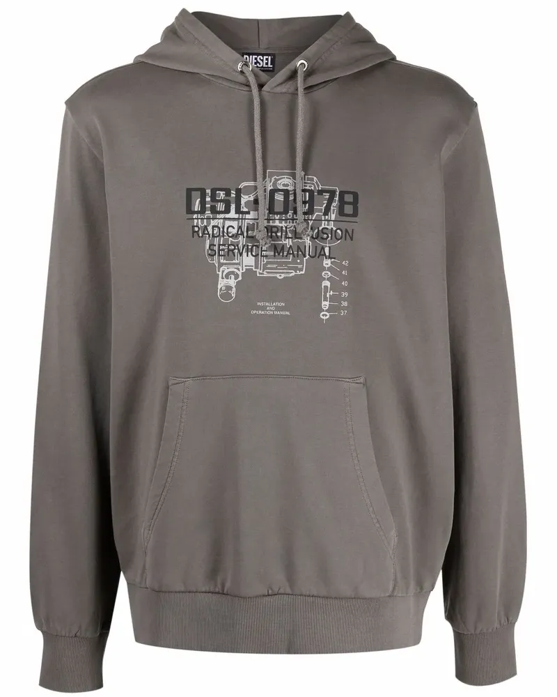 Diesel Hoodie mit Slogan-Print - Grau Grau