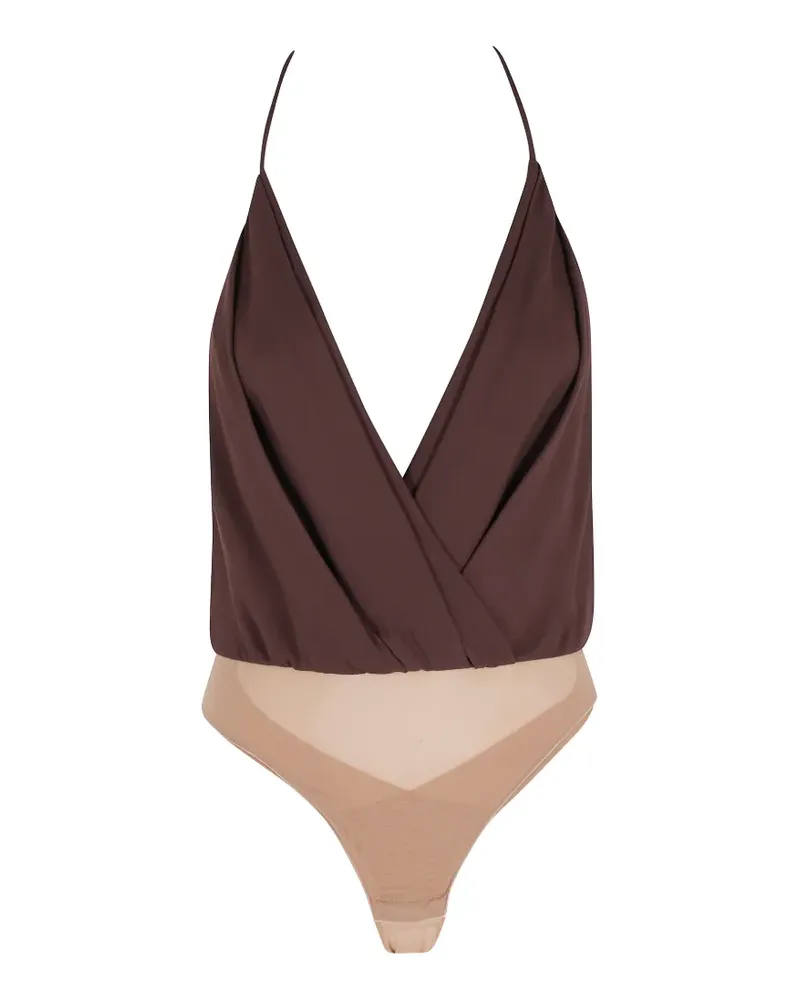 Elisabetta Franchi Georgette-Top mit V-Ausschnitt - Braun Braun