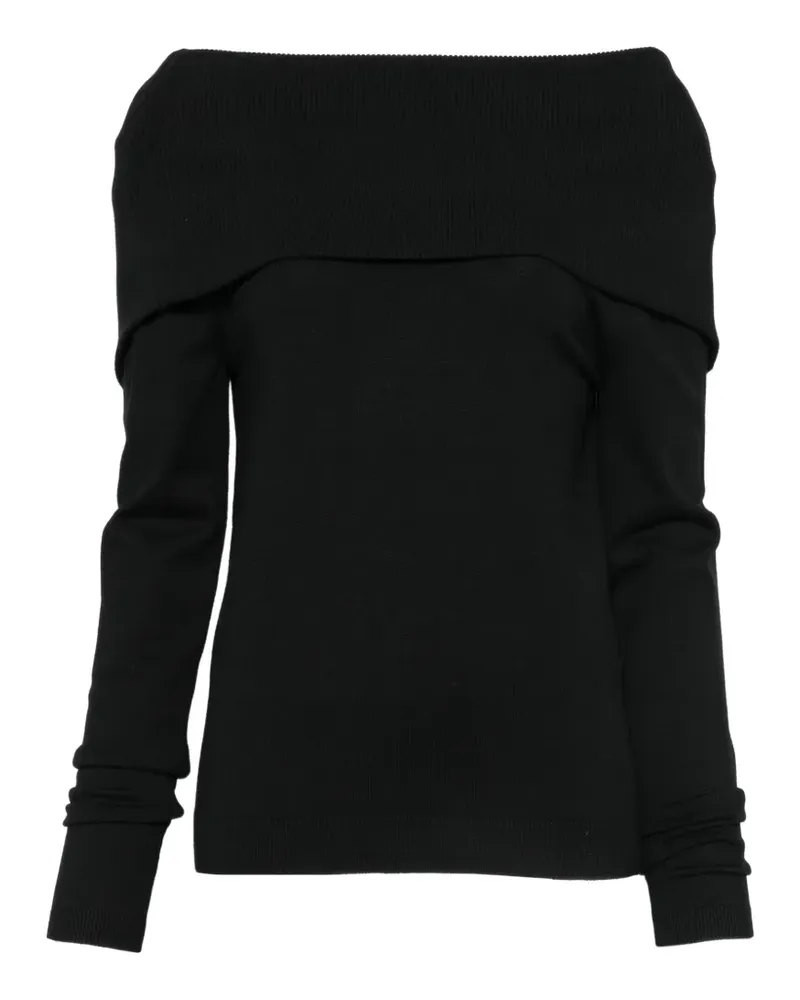 Semicouture off-shoulder zip-back cardigan - Schwarz Schwarz