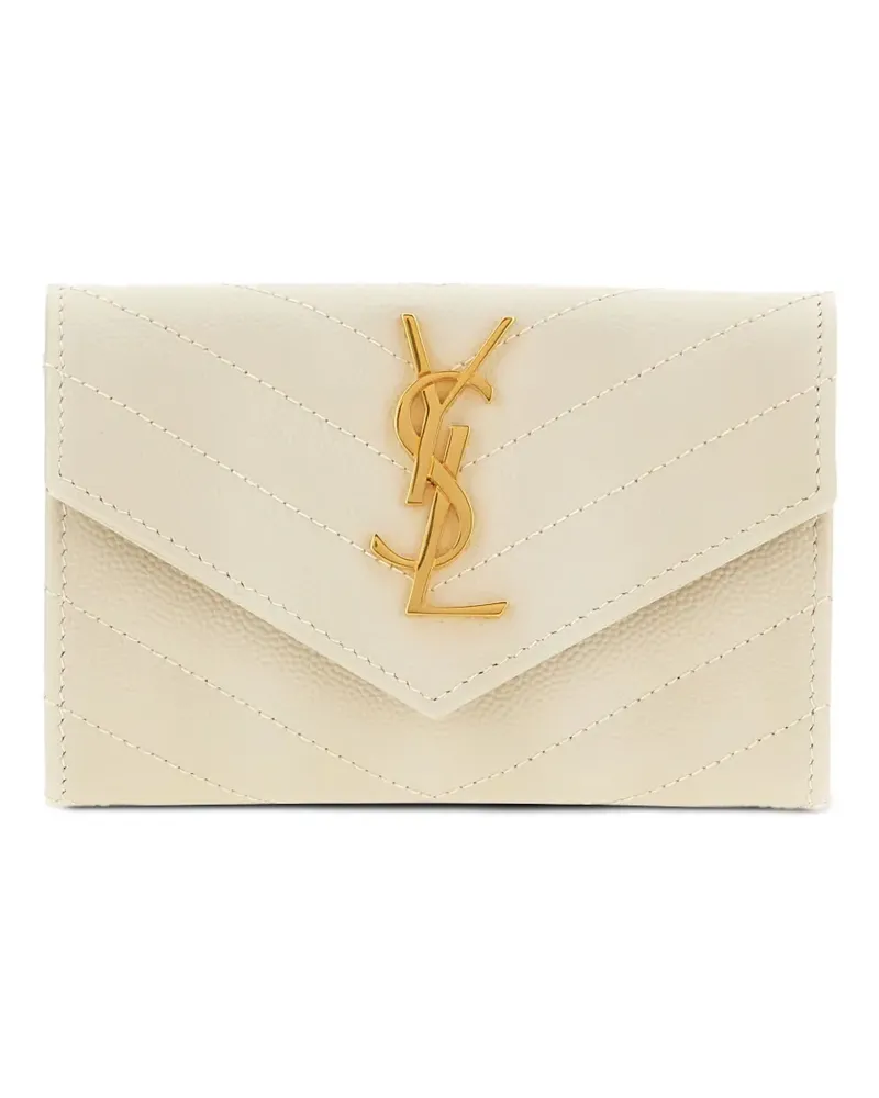 Saint Laurent Cassandre Portemonnaie mit Chevron-Steppung - Nude Nude