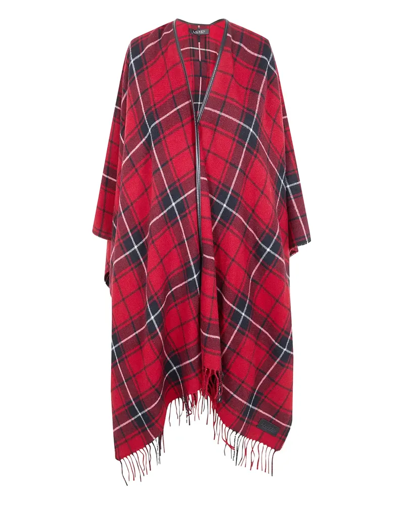 Ralph Lauren plaid fringed cape - Rot Rot