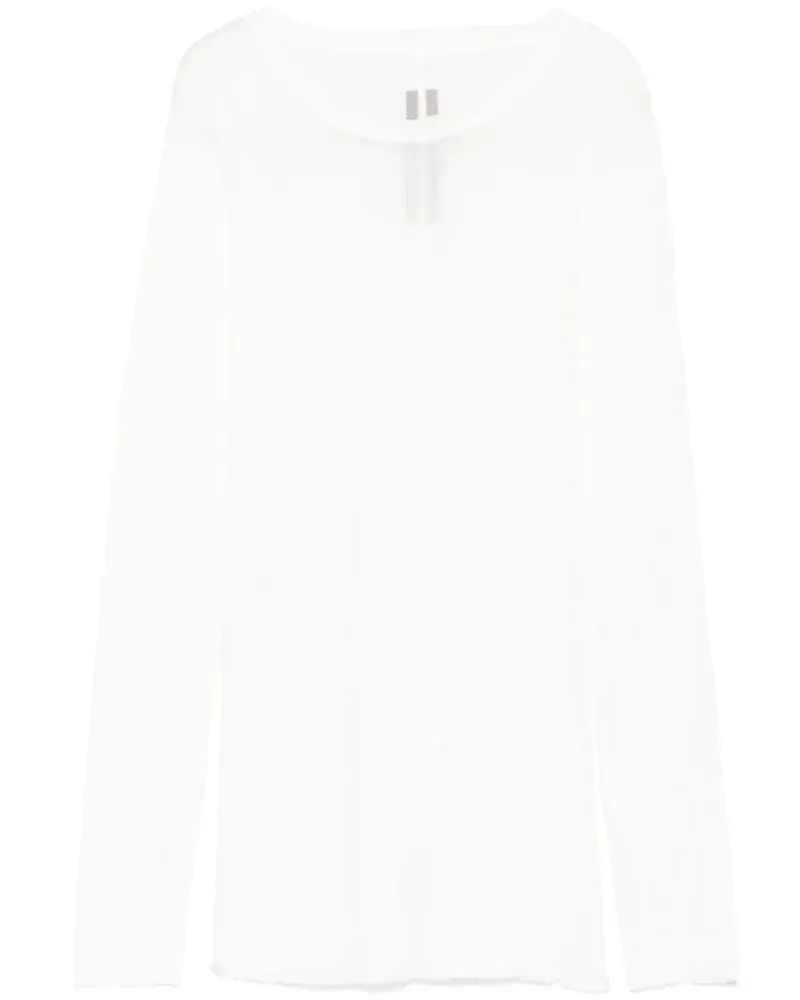 Rick Owens Geripptes Langarmshirt - Weiß Weiß