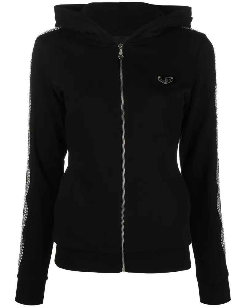 Philipp Plein Kapuzenjacke mit Strass - Schwarz Schwarz