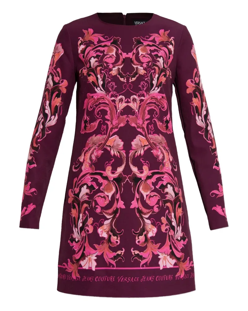 Versace Jeans printed long-sleeve mini dress - Rosa Rosa