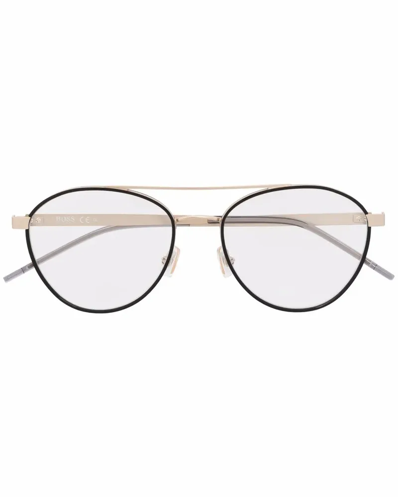 HUGO BOSS Runde Brille mit Glanzoptik - Schwarz Schwarz