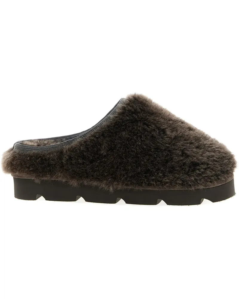 Brunello Cucinelli Monili Slipper aus Shearling - Braun Braun