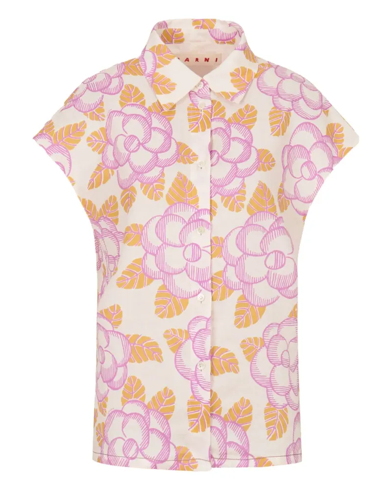 Marni Hemd mit angeschnittenen Blumenärmeln - Weiß Weiß