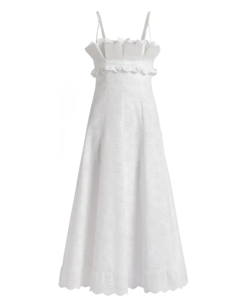 Alberta Ferretti Gerüschtes Kleid mit Ösen - Weiß Weiß