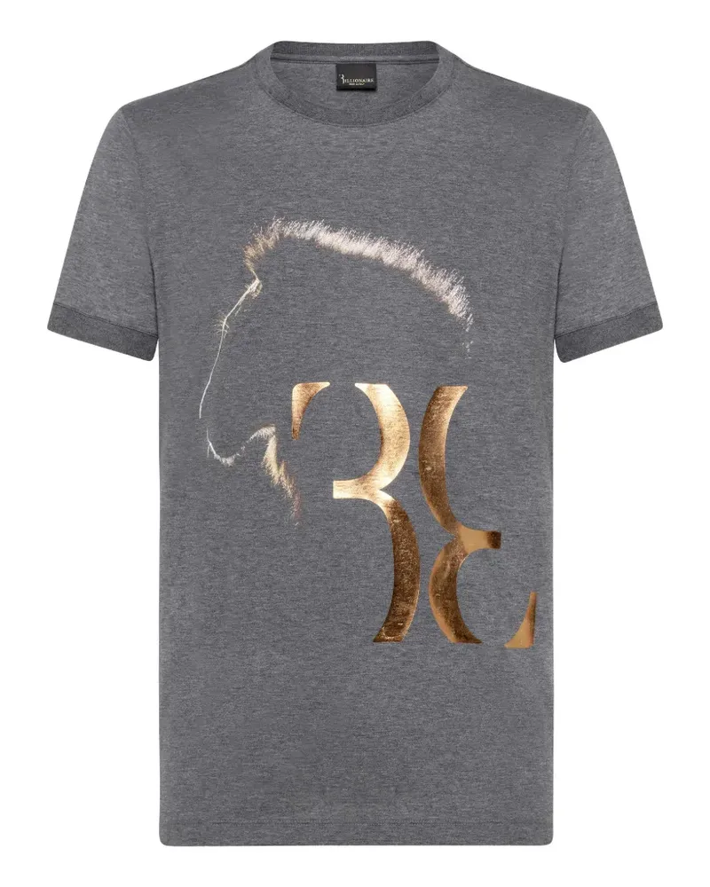 Billionaire T-Shirt mit Löwen-Print und rundem Ausschnitt - Grau Grau