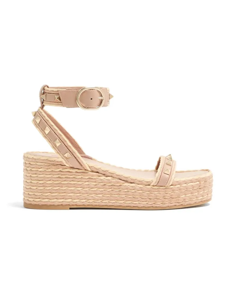 Valentino Garavani Rockstud flatform sandals in calfskin 45mm - Nude Nude