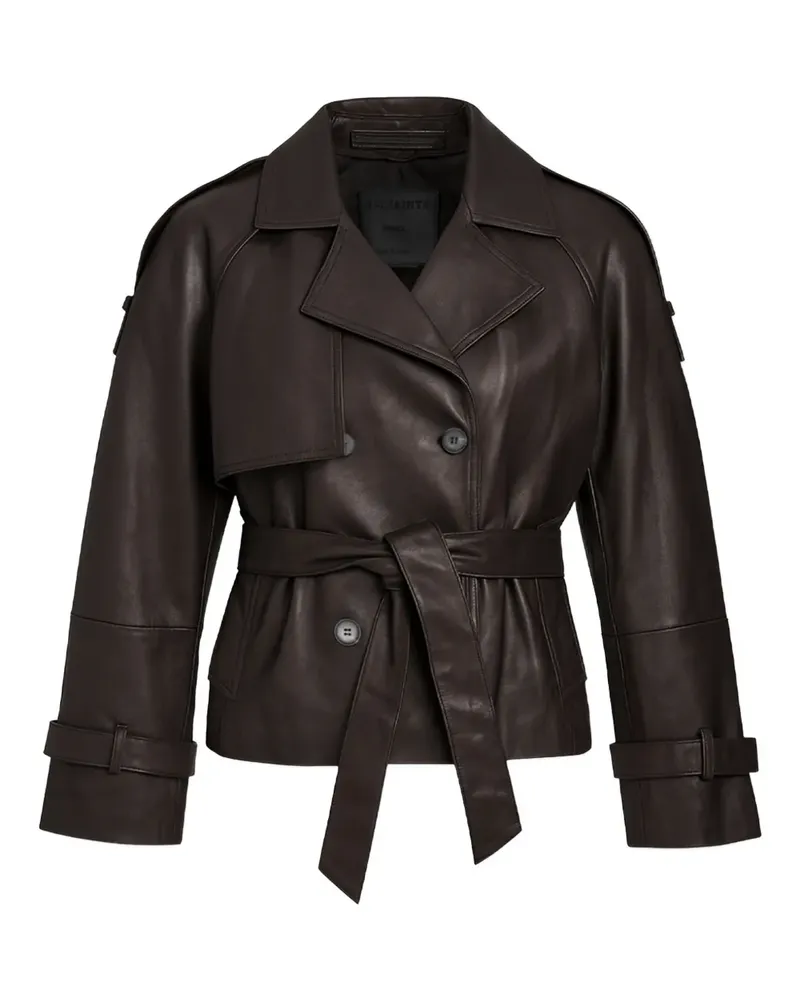 AllSaints Reed cropped leather jacket - Braun Braun