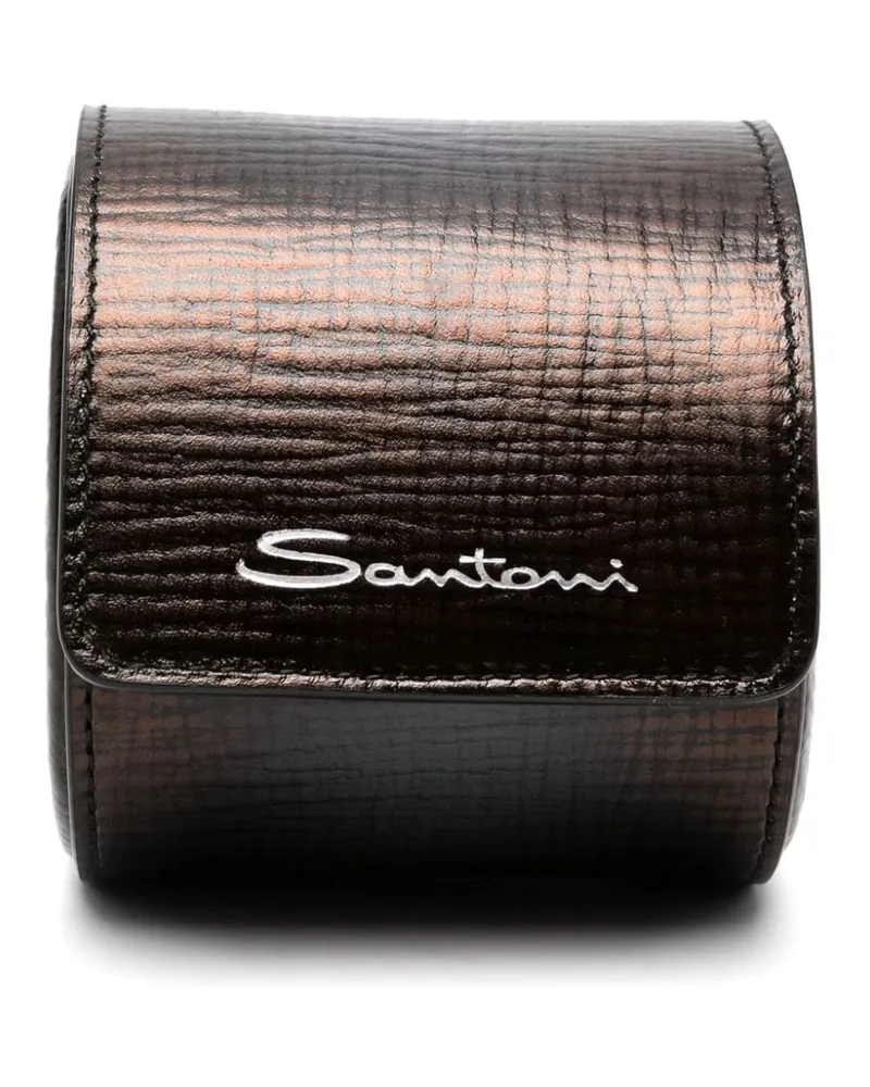 Santoni Uhrenetui aus Leder Schwarz