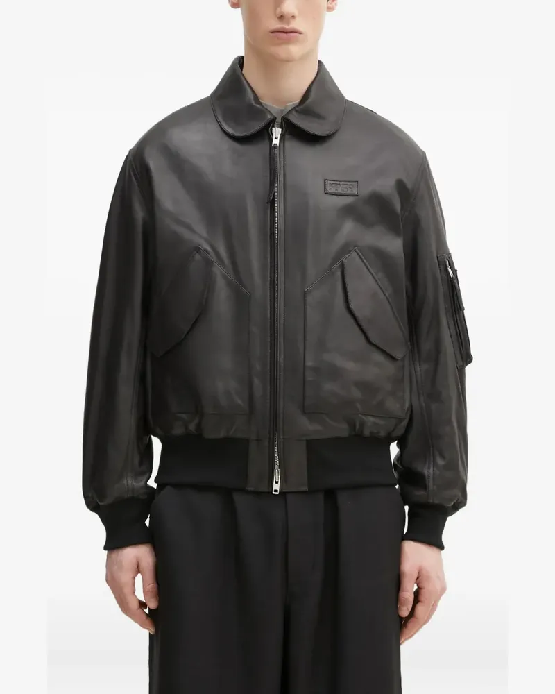 Kenzo Lederjacke mit Reißverschluss - Schwarz Schwarz