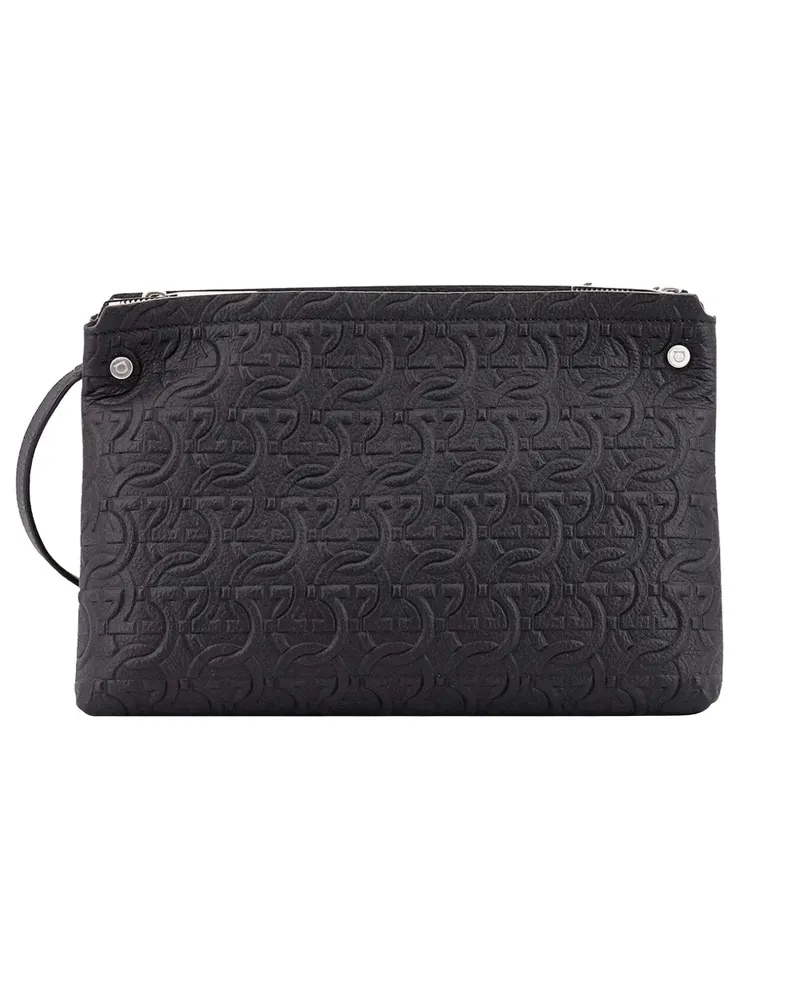 Ferragamo Schultertasche mit Logo-Prägung - Schwarz Schwarz