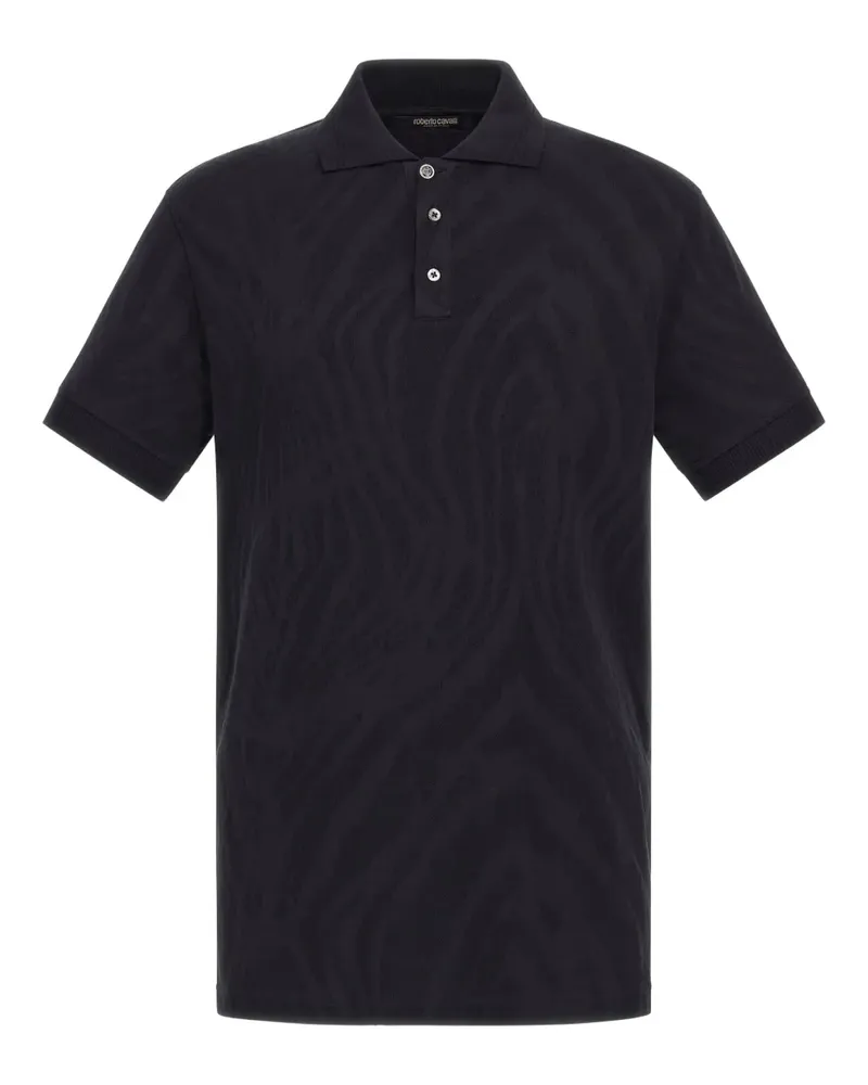 Roberto Cavalli Poloshirt aus Zebra-Jacquard - Schwarz Schwarz