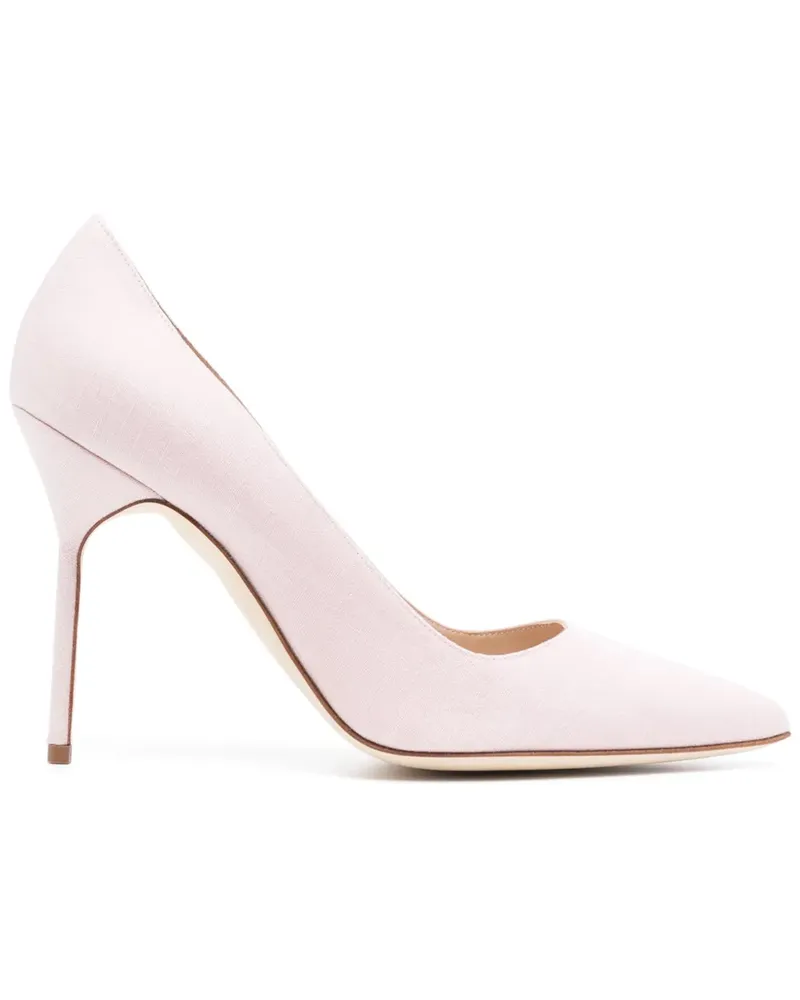 Manolo Blahnik Pumps aus Leinen 105mm - Rosa Rosa