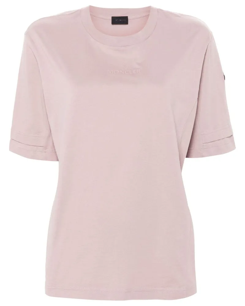 Moncler T-Shirt mit Logo-Patch - Rosa Rosa