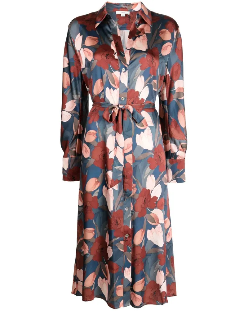 Vince Hemdkleid mit Blumen-Print Blau