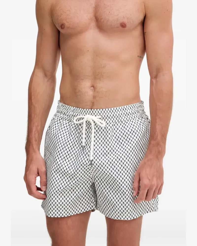 Frescobol Carioca Badeshorts mit geometrischem Print - Weiß Weiß