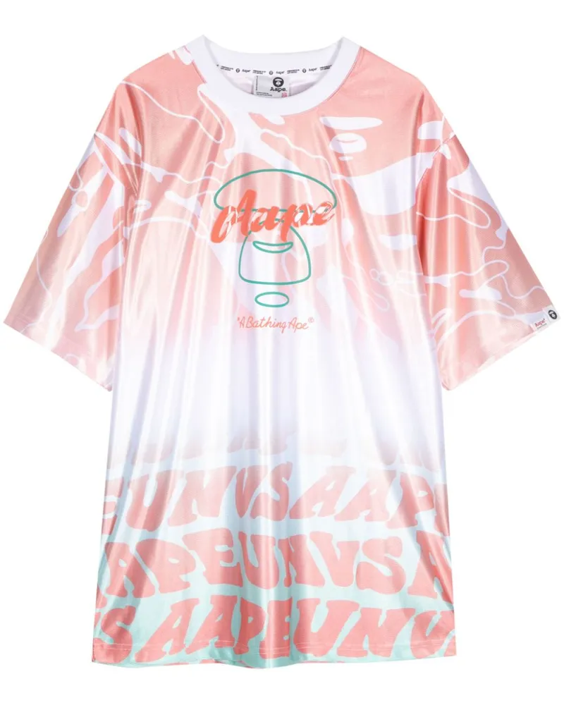 BAPE Ausgeblichenes T-Shirt-Kleid mit Logo-Print - Rosa Rosa