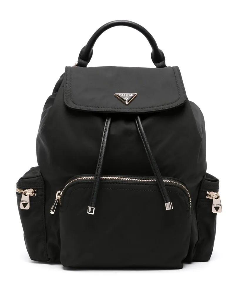Guess Rucksack mit Logo-Schild - Schwarz Schwarz