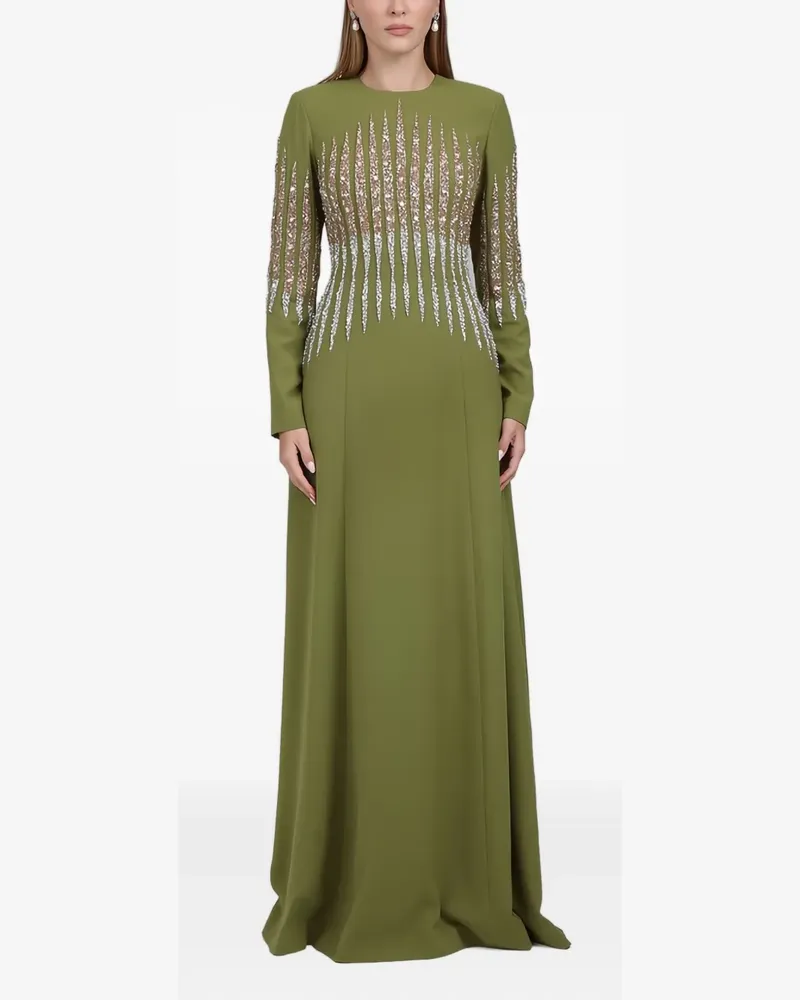 Dina Melwani Maxikleid mit Pailletten - Grün Grün