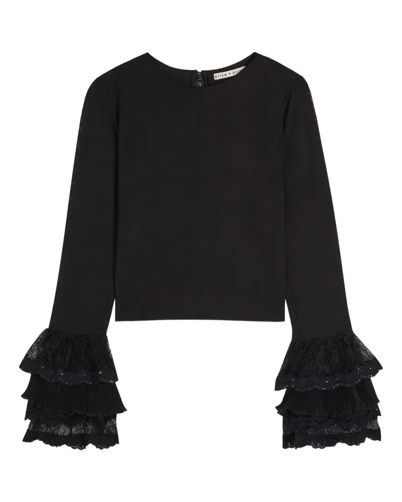 Alice + Olivia Delaina ruffled lace blouse - Schwarz Schwarz