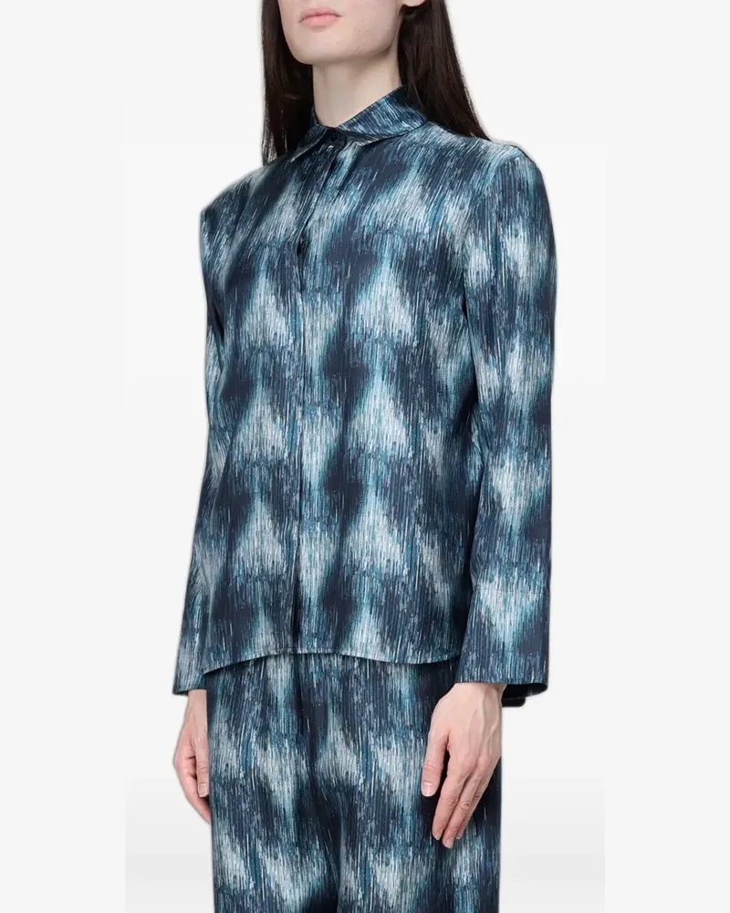 Max Mara abstract-print linen shirt - Blau Blau