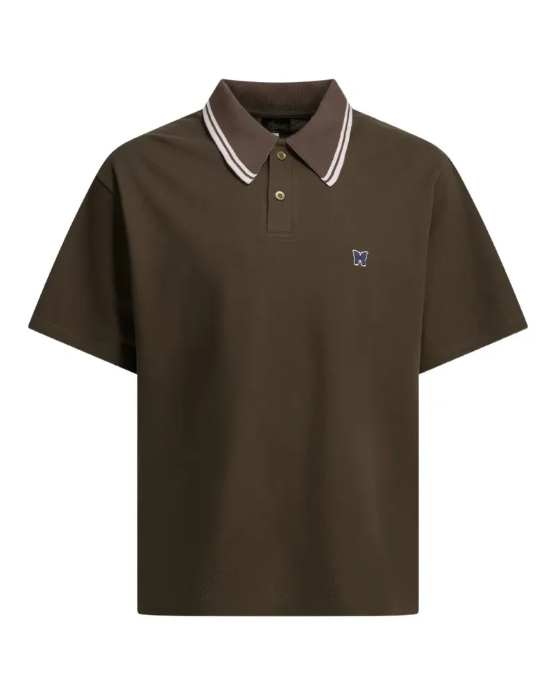 NEEDLES Papillon-embroidered polo shirt - Braun Braun