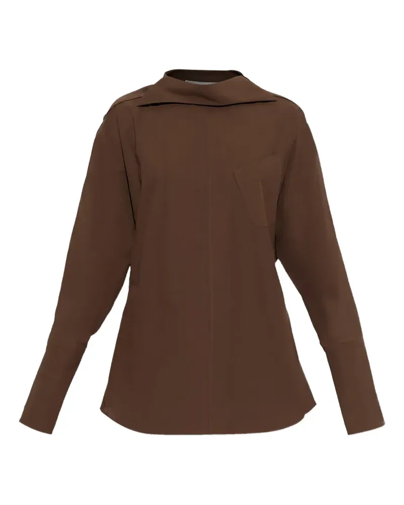 Issey Miyake pocket collar shirt - Braun Braun