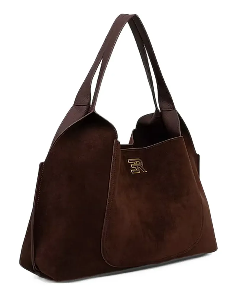 Ermanno Scervino logo-plaque suede tote bag - Braun Braun