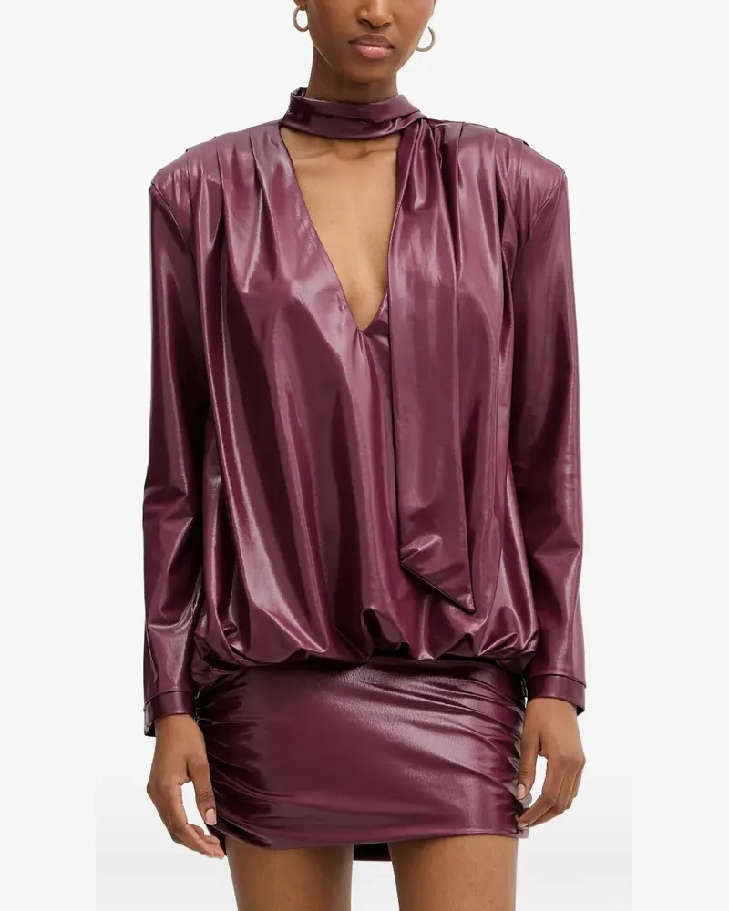 HAVEONE Haljina ruched pussy-bow mini dress - Violett Violett