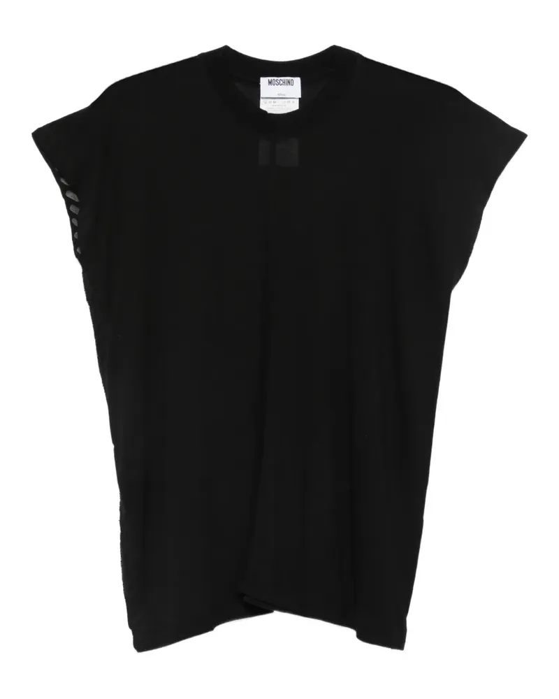 Moschino logo-patch cap-sleeve T-shirt - Schwarz Schwarz