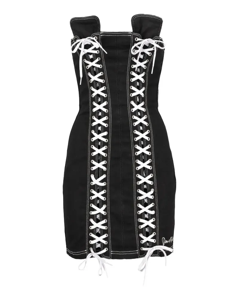 Dsquared2 lace-up strapless dress - Schwarz Schwarz