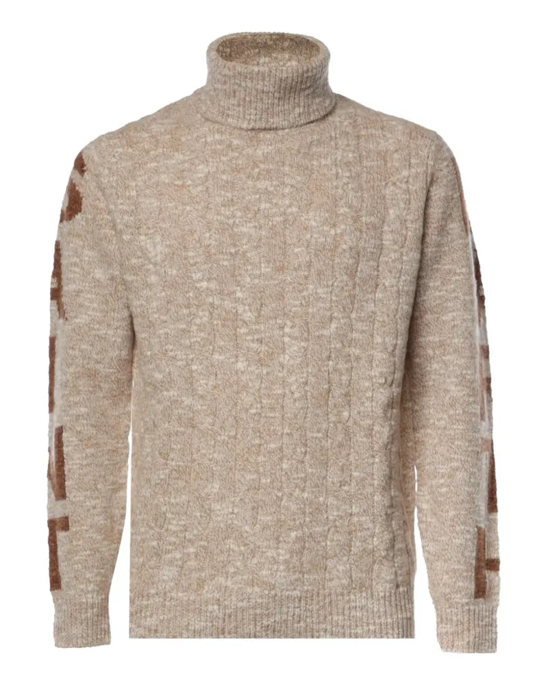 MC2 Saint Barth cable-knit intarsia-logo sweater - Nude Nude